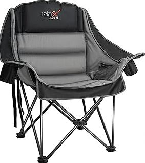 Oversized Camping Chair, Portable Folding Padded Camp Chairs with Side Pocket, Cup Holder, Heavy Duty Support 500LBS Outdoor Lounge Chair for Adults, Fishing, Sports, Trip, Black product image