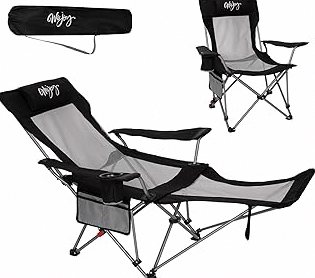 #WEJOY 2-in-1 Reclining Camping Chair with Footrest for Adults Folding Lounge Chair with Adjustable Backrest Lightweight Camping Chairs Heavy Duty Camp Chairs for Outdoor product image