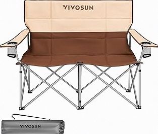 VIVOSUN [outlets] Double Camping Chair, Fully Padded Folding Loveseat, Portable Oversized Duo Chair with Storage Cup Holders, Height-Adjustable Armrests & Carry Bag, Supports up to 500lbs product image