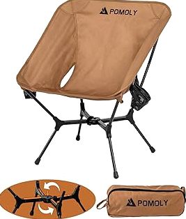 POMOLY Lightweight Camping Chair (Innovative Rotating Instant Setup), Portable Collapsible Camping Chair, Folding Outdoor Backpacking Ultralight Hiking Hunting, Compact 440lbs Capacity product image