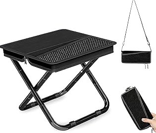 Portable Pocket Stool Seating,Ultralight Foldable Camp Stool with Compact Carry Bag, Heavy-Duty 220LBS Capacity for Outdoor Hiking, Fishing, Travel (Black) product image