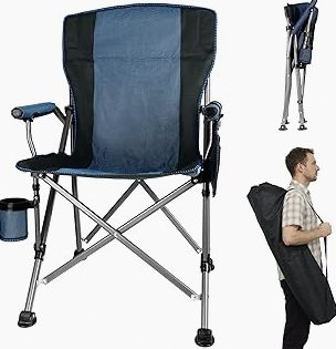 Folding Camping Chair with Cup Holder and Storage Bag, Heavy Duty Support 400 LBS, Oversized Collapsible Portable Camping Chair for Outdoor Camp, Picnic, Travel, Fishing Blue product image