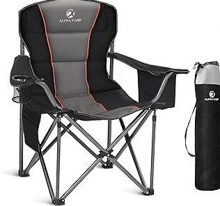 ALPHA CAMP Oversized Folding Camping Chair, Heavy Duty Portable Lawn Chairs with Cooler Bag, Side Pocket & Cup Holder, Folding Chairs for Outside Support 450 LBS product image