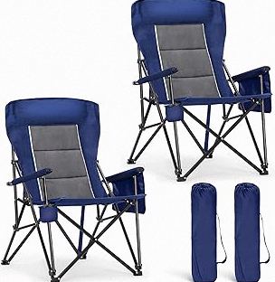 ALPHA CAMP Heavy Duty High Back Camping Chairs with Cup Holder Oversized Folding Chair Outdoor Chair with Headrest,Lawn with Side Pocket for Lawn, Sports and Fishing, 500lbs product image