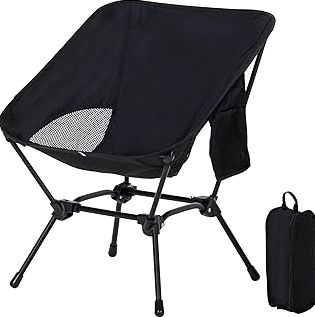 Camping Chair Portable Lightweight Camping Chairs for Adults Foldable 600D Oxford Ultralight Backpacking Chair with Breathable Mesh and Pocket for Outdoor Travel Hiking, Black product image