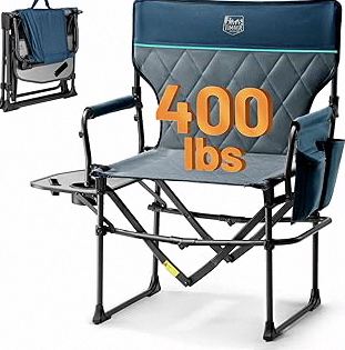 TIMBER RIDGE Aluminum Camping Directors Chair with Side Table Pocket, Portable Folding Chair, Heavy Duty Lawn Chair for Fishing Trip Picnic Concert Outdoor 400lbs, Navy product image