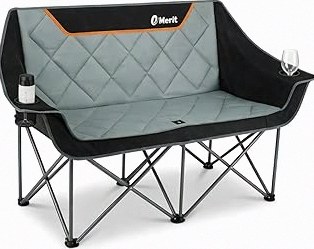 EMERIT Oversized Fully Padded Camping Chair, Heavy Duty 650LB Folding Camping Loveseat, Quad Fold Double Camping Couch with Cup Holders & Carry Bag for Outdoor, Lawn, Sports Events | HIgh Back, Rip resistance, Extra Wide Design, Cross-bracing Hubs, Easy Setup product image