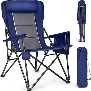 ALPHA CAMP Oversized Folding Camping Chairs High Backrest Heavy Duty Lawn Chairs for Adults Support 500 LBS Portable Camp Chairs with Cup Holders Large Side Pocket for Outdoor product image