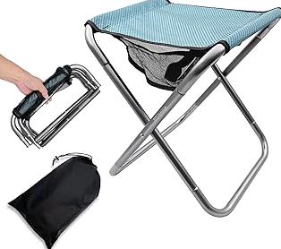 16 Inch Tall Portable Folding Camping Stool - Aluminum Alloy Lightweight Seat With Carry Bag for Fishing, Outdoor Camping, Hiking and BBQ - Red product image