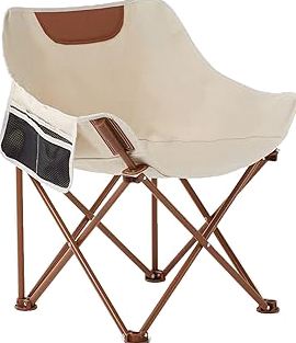 Portable Lightweight Camping Chair, Foldable Chair with Carry Bag and Side Pocket, Compact Outdoor Chair for Camping Essentials Hiking Fishing Beach Picnic (Khaki) product image