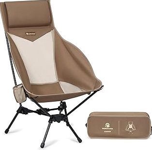 MellowCamp High Back Camping Chair, Oversized Comfort Design Collapsible Camp Chair with Pillow (Brown) product image