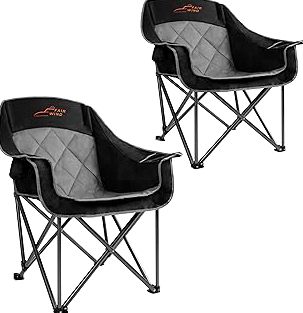 FAIR WIND 2 Pack Oversized Padded Camping Chair Heavy Duty Quad Fold Arm Chair Portable for Outdoor - Support 450LBS, Black product image