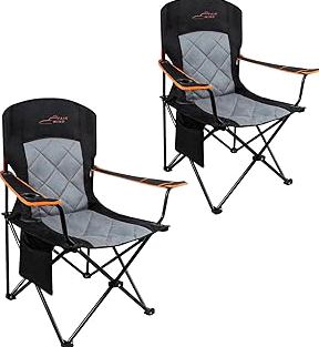 FAIR WIND 2 Pack Oversized Fully Padded Camping Chair Heavy Duty Quad Fold Arm Chair Support 350 LBS with Cup Holder, Collapsible Lumbar Back Chair Portable for Outdoor, Black product image