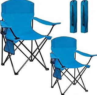 Camping Chair 2 Pack Portable Folding Chair with Cup Holder and Cooler Bag, 285lbs Capacity, Upgraded Foldable Chair for Outdoor, Beach, Fishing, Backpacking, Sky Blue product image